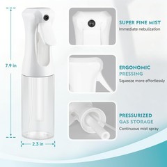 HPPFFY Continuous Spray Bottle, 6.8 OZ Hair Bottles, Ounces, White