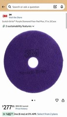 QTY 5: Scotch-Brite Purple Diamond Floor Pad Plus 17in Round Polishing pads