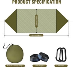 Camping Hammock with Mosquito Net, Lightweight Portable Double & Single Hammock