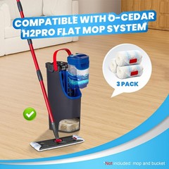 3 Pack Replacement Mop Pads for O-Cedar H2prO Flat System, 3 Pcs, White