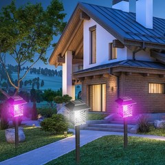 2PK Solar Insect Trap – 2-in-1 Waterproof, Purple/White Light, Patio