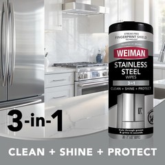 Weiman Stainless Steel Cleaner, 30 30 Count (Pack of 1), stainless steel