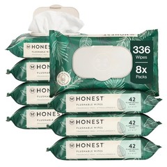 The Honest Company Hypoallergenic 42 Count (Pack of 8), Tropical Leaves