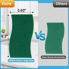 AIDEA XL Scrub Sponges 24Count, for Extra Large, Green-extra Large