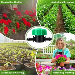 Innconee 50 Pcs 1/4 Inch Barbed Shut off Valve Drip Irrigation Tubing Green