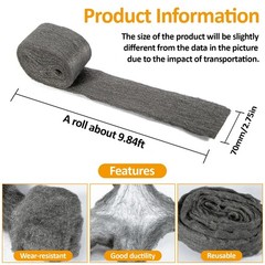 Steel Wool 0000 Fine 10Oz x 20Ft for Polishing, Wood, Glass, Chrome, Hole Fillin