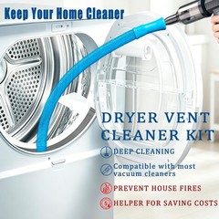 Universal Dryer Vent Cleaner Kit Vacuum Hose Attachment – Fit most Blue