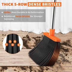Upgraded Broom and Adjustable Length (Approx. 40–51 in.), Orange & Gray