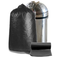Plasticplace 32-33 Gallon Trash Bags 16 Microns Black High Density Garbage Can