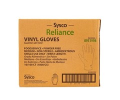 Sysco New Disposable Vinal Gloves Medium 100 Per Box