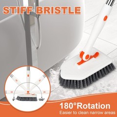 Orange 3 in 1 Long Handled Scrub Brush for Shower Cleaning