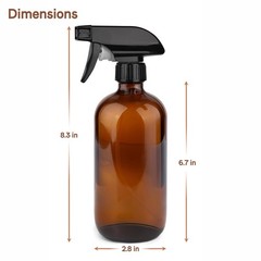 GLING 16 oz 2 Pack Amber Glass Spray Bottles, Refillable Empty Dark