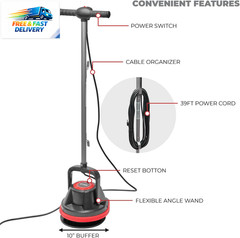 10″ Heavy Duty Commercial Pad Polisher Orbiter Hard Floor Buff Cleaner Machine,