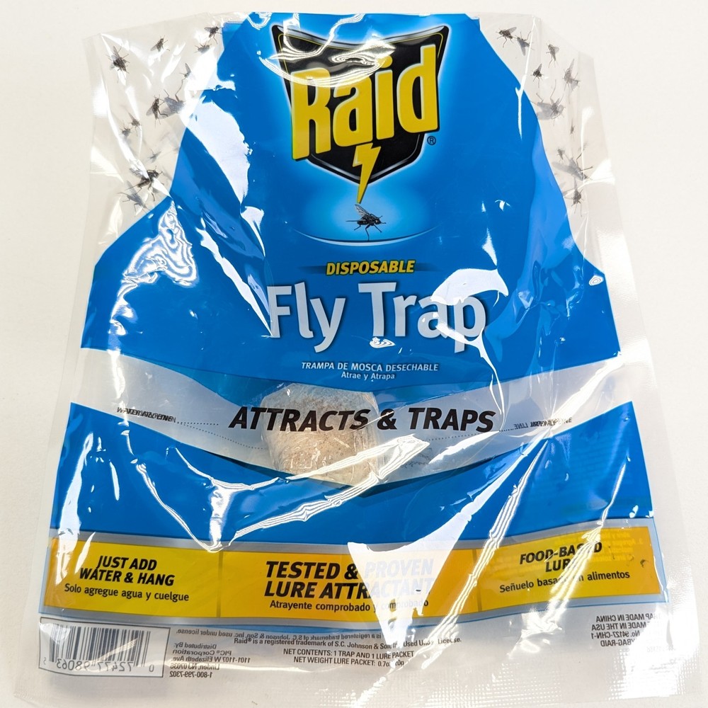 Raid Fly-Bag Disposable Fly Trap – Attract & Traps Insects – Outdoor Use