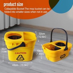 Commercial Mop Bucket with Wringer Portable Collapsible Plastic Mop Bucket Clean