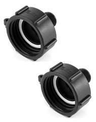 QWORK IBC Tote Tank Drain Adapter, 2″ Coarse Thread x 3/4″ Male 2 Pack, Black