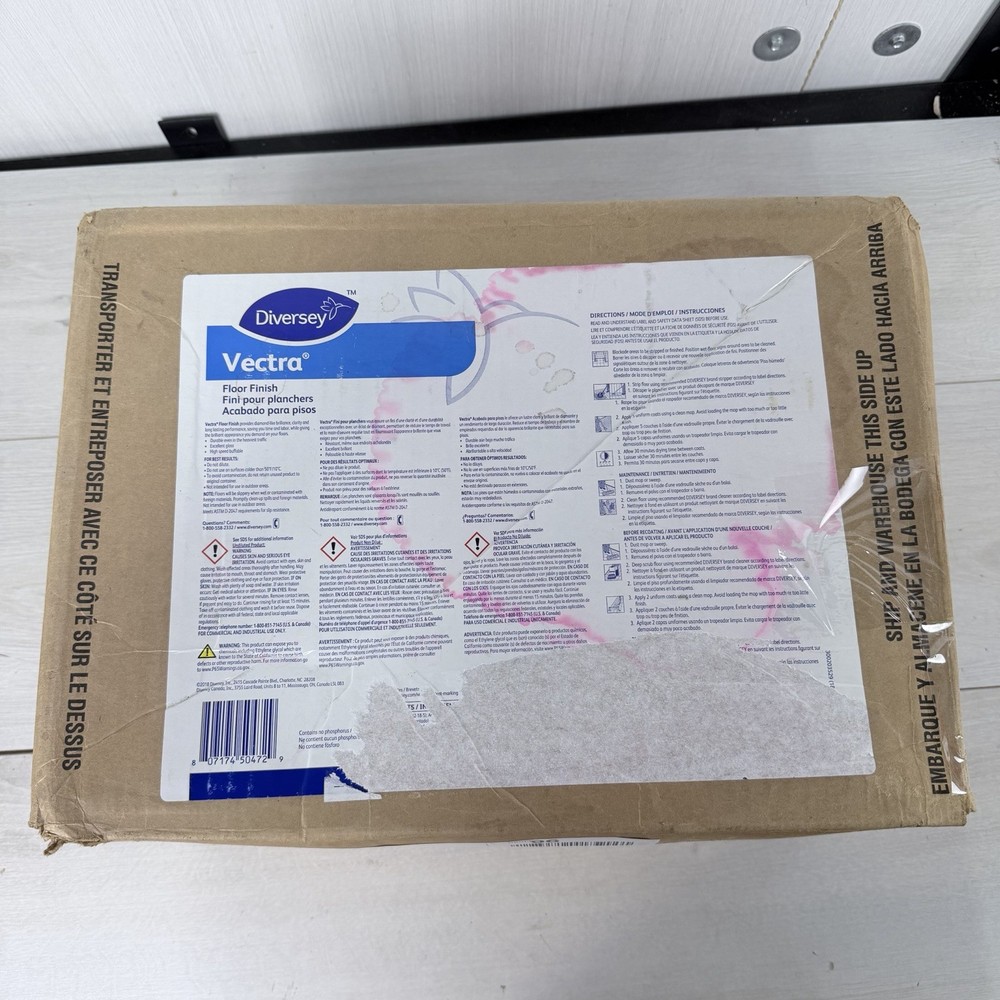 Diversey Vectra Floor Finish 5 Gallon 5105047 Commercial 19% Solids BIB Coating