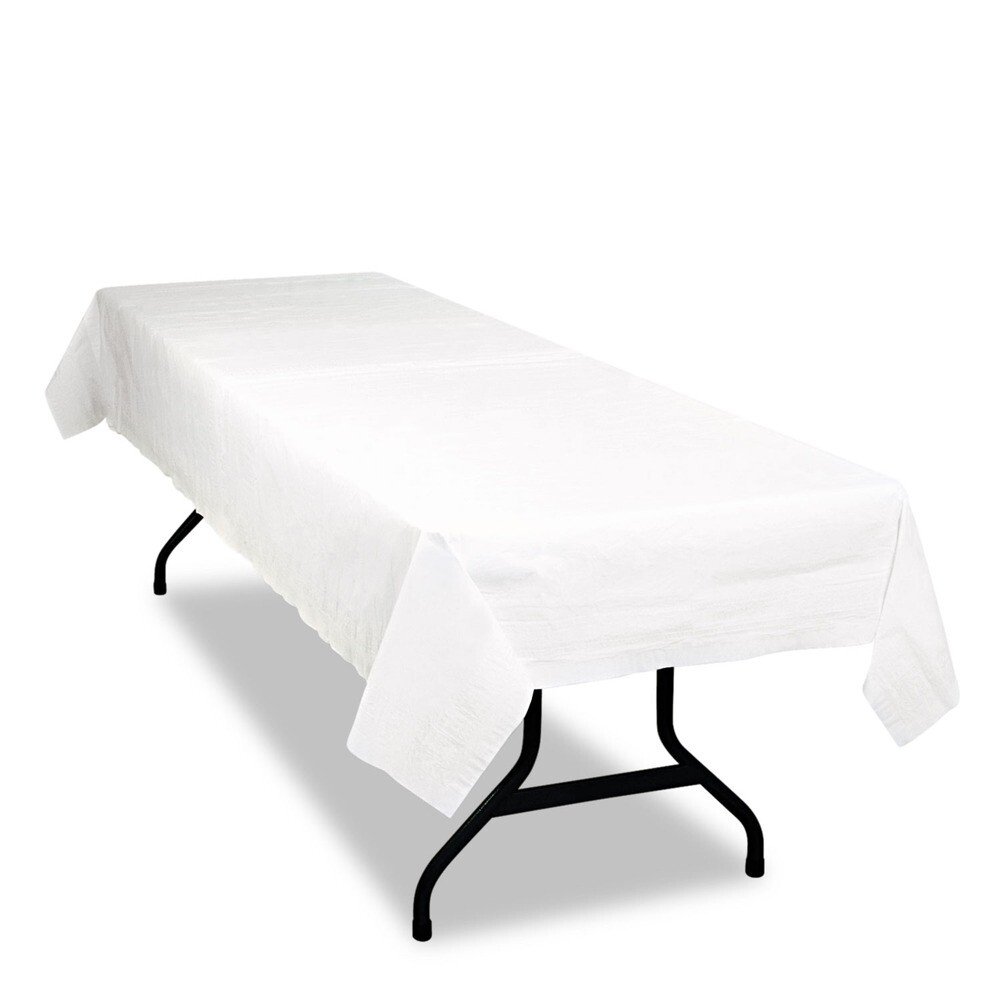 Tablemate PT549WH 54 x 108 Table Set Poly Tissue Table Cover – White (6/PK) New