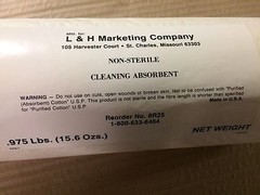 Lot Of 2 Non-Sterile Cleaning-Absorbent Cotton Rolls .975 Lbs Weight USA Made