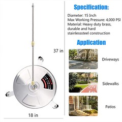 Biswing 16-Inch Pressure Washer Concrete Home Walk / Patio Surface Cleaner