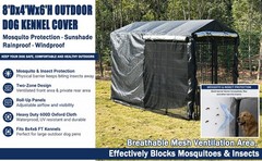 Outdoor Dog Kennel Cover 8’Dx4’Wx6’H, Heavy Duty 600D Waterproof Dog Kennel