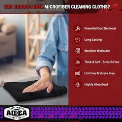 AIDEA Microfiber Cleaning Cloth Black 20PK, Towels for