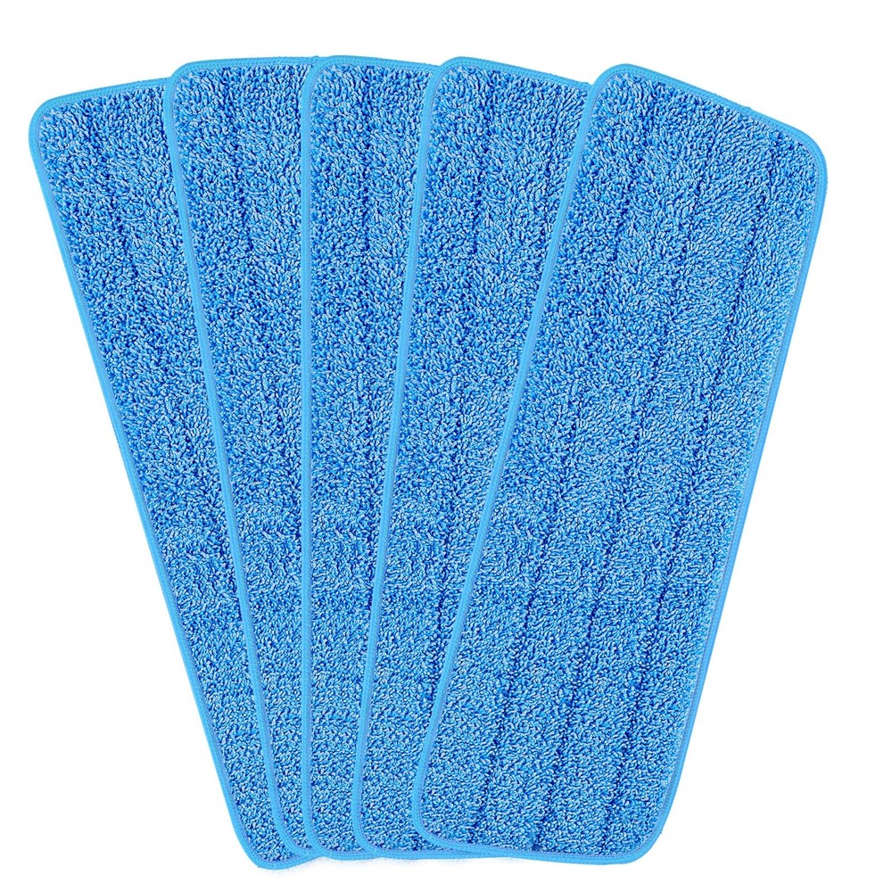 16.5 inch Reusable Mop Pads Microfiber Spray 5 Count (Pack of 1), Blue