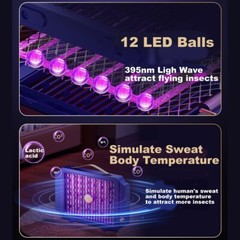 Bug Zapper Portable Rechargeable, Indoor Mosquito Zapper with Dual Net 12 LED