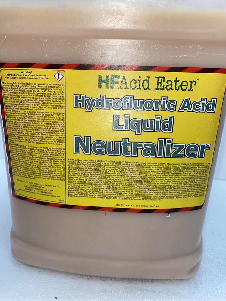 HF ACID Eater HYDROFLUORIC ACID NEUTRALIZER Liquid Safety Clean up 2.5 Gallons