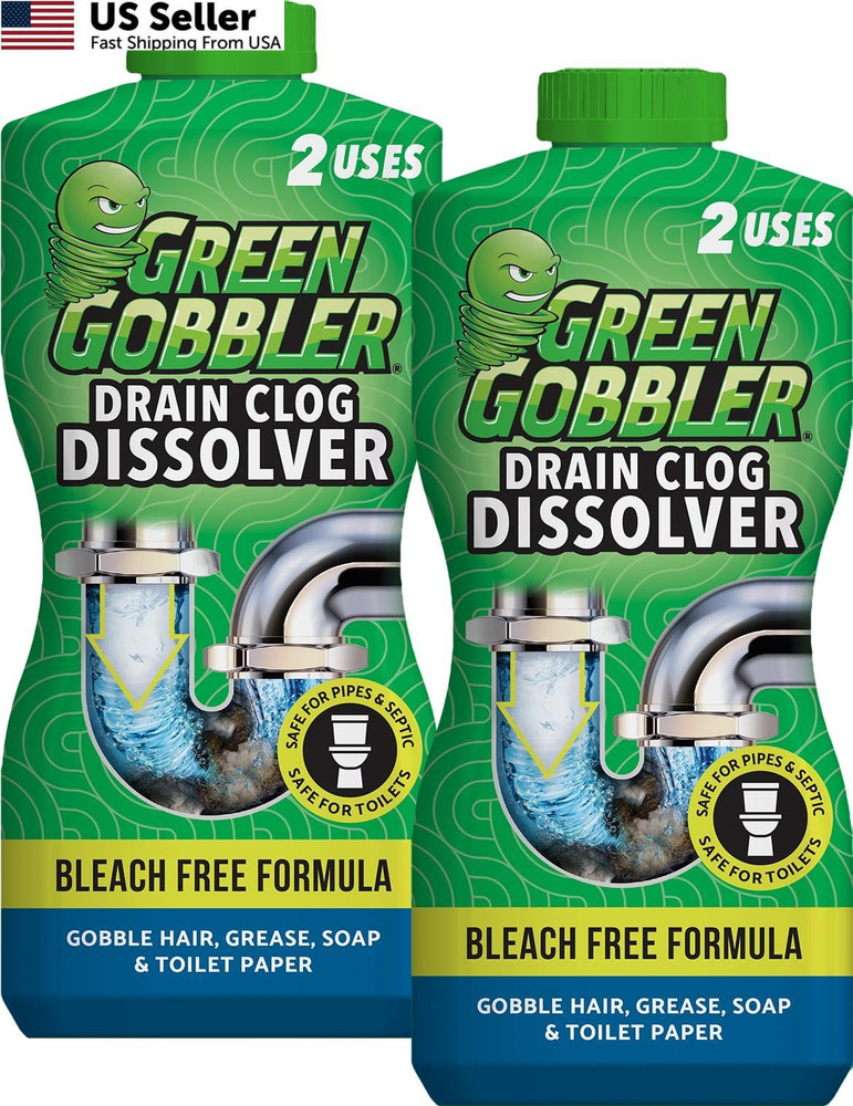 Green Gobbler Drain Clog Dissolver | Powerful Liquid 2 Count (Pack of 1)