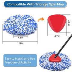 4 Pack RinseClean Spin Mop Replacement Head Refills 4 Head, Blue