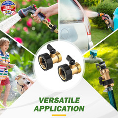 2 Pack Brass Garden Hose Shut Off Valve 3/4″ Heavy Duty Connector w Washers