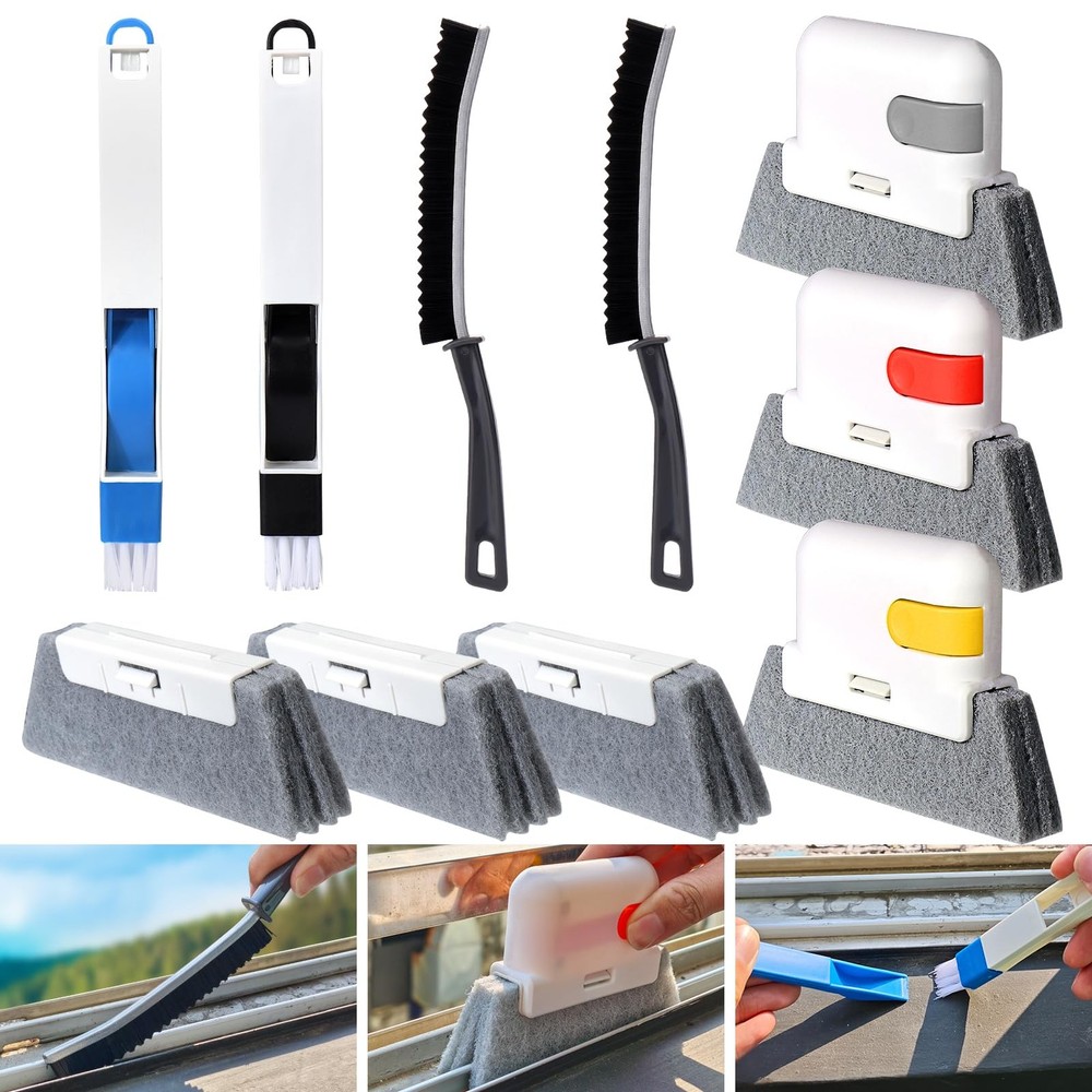 10PCS Window Track Cleaning Tool Kit Groove Crevice Brush Set