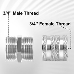 M MINGLE Garden Hose Adapter, Male to Male, Female 0.75 Inch, Silver