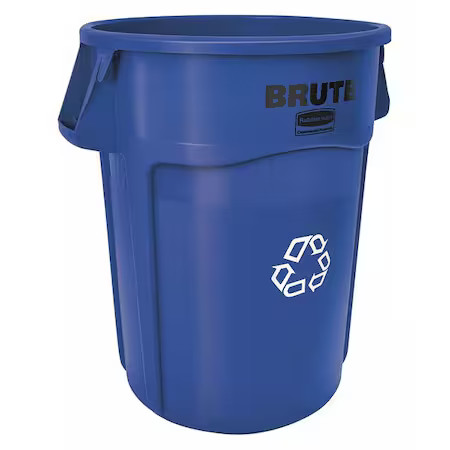 Rubbermaid Commercial Fg264307blue 44 Gal Round Recycling Bin, Open Top, Blue,