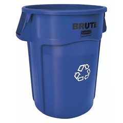 Rubbermaid Commercial Fg264307blue 44 Gal Round Recycling Bin, Open Top, Blue,