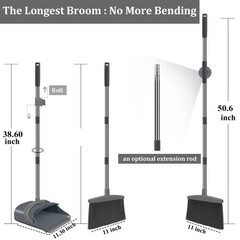 Ivandar Broom And Dustpan Set Dust Pan Long Handle Broom Dustpan Combo Set
