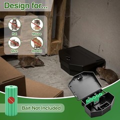Mysora 12 Pack Reusable Mouse Bait Station with Lock and Keys Pet Black
