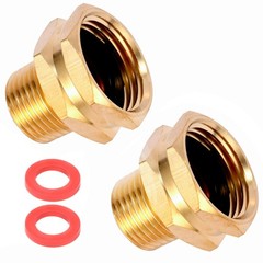 2 Pack Brass Garden Hose Adapter, 3/4″ GHT Female x 1/2″ NPT Male,