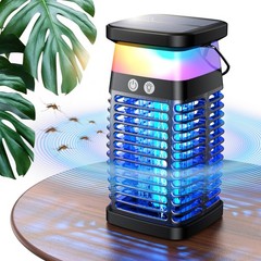 Bug Zapper Outdoor Indoor Mosquito Solar Fly Rechargeable Black