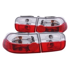 Tail Light Honda Civic 92-95 Chrome Housing Red Clear Lens 5 Bulb 12V 221220