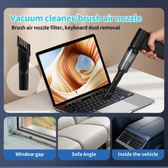 Electric Air Duster & Vacuum Cleaner, 130000 High-RPM Brushless Motor, Black