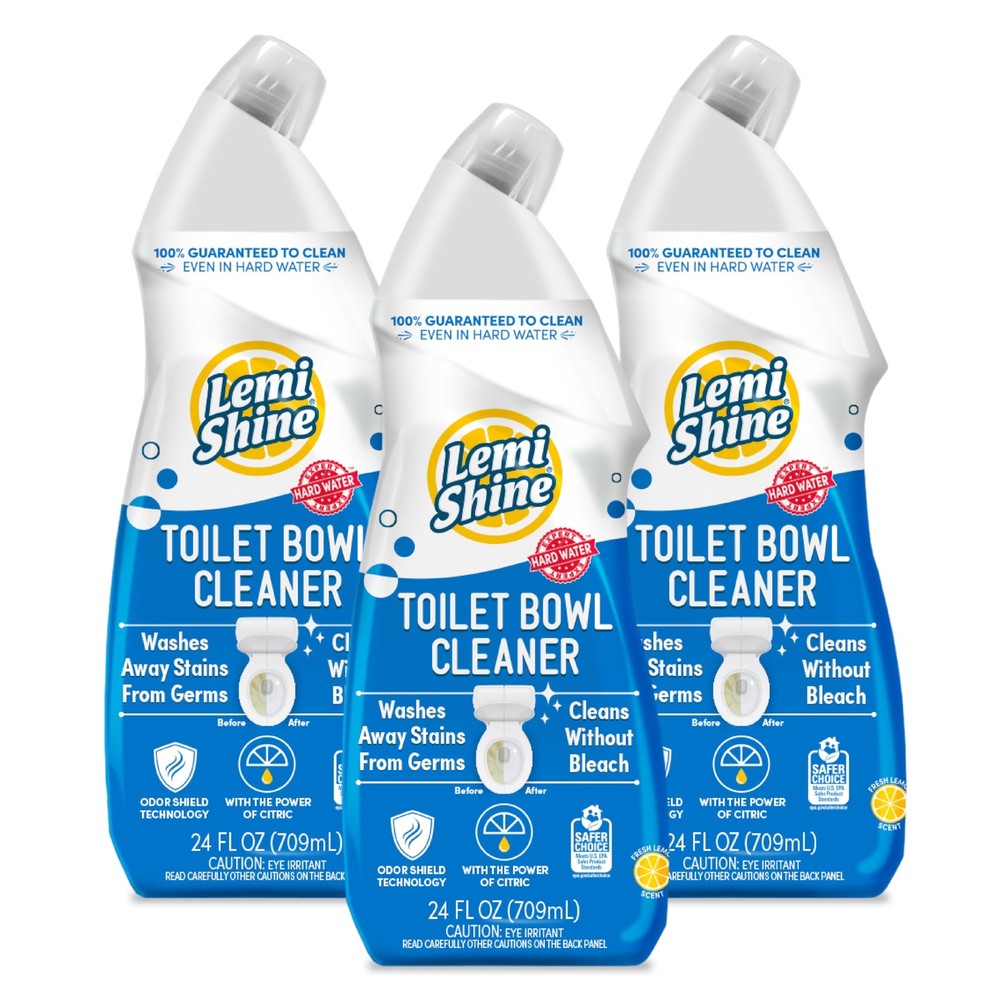 Lemi Shine Toilet Bowl Cleaner – Bleach-Free 24 Ounce (Pack of 3), white