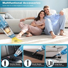 TROIZO Handheld Vacuum Cordless, 14500PA Powerful Suction Hand Held Blue