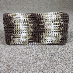 Handmade Crochet Reusable Mop Cover Brown Tan White Striped Swiffer Pad