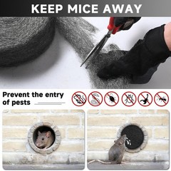 Steel Wool Mice Control, 65FT1.1LB#0000 Steel Wool, Keep Mouse Away from Hole…
