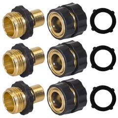 Hourleey Garden Hose Quick Connector, 3/4 Inch Male and Female 3 Set
