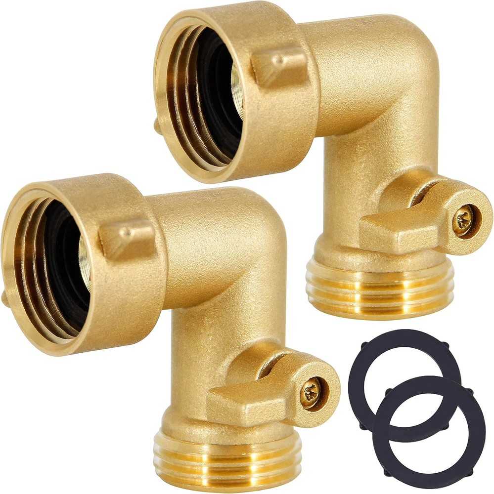 Lifynste Garden Hose Elbow Connector, 90 Degree Brass 2 Pack,