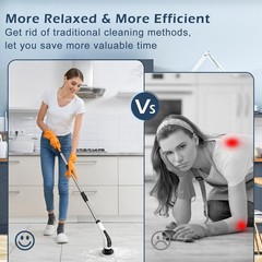 Bomves Electric Spin Scrubber, Cordless Cleaning Brush Large White