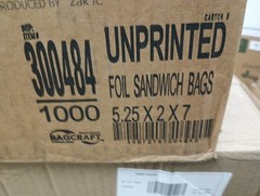 Bagcraft 300484 5.25x2x7 Foil Sandwich Bags (1000/CT) 136